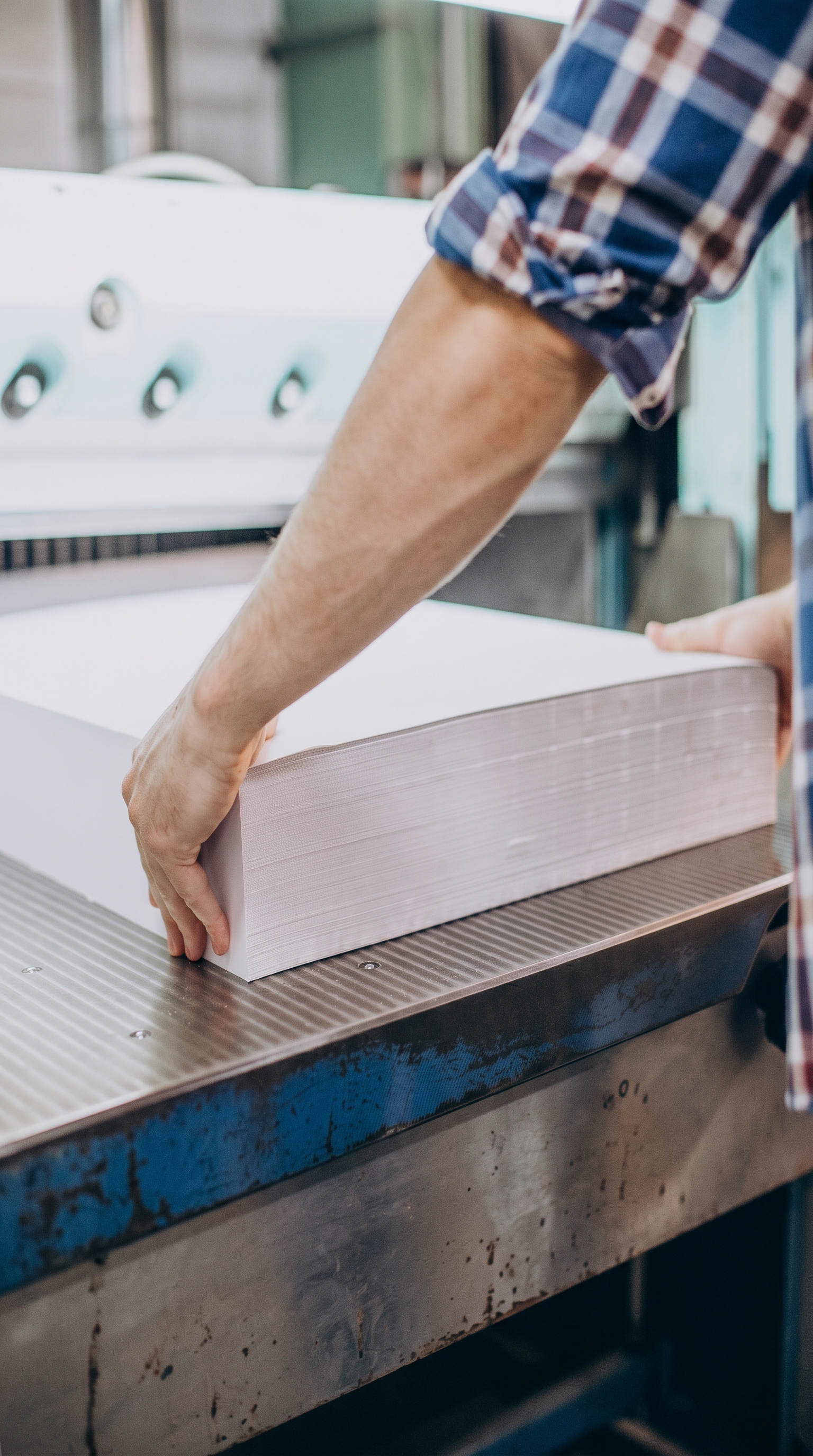 Detalle de corte e impresión personalizada de papel alimentario